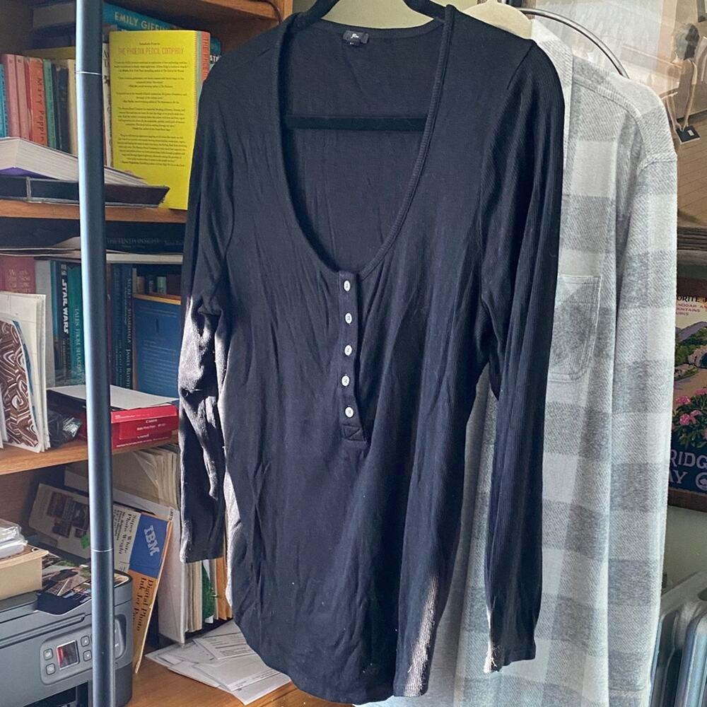 J. Crew Black Long Sleeve Henley Top